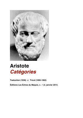 Couverture de Aristote - Les catégories